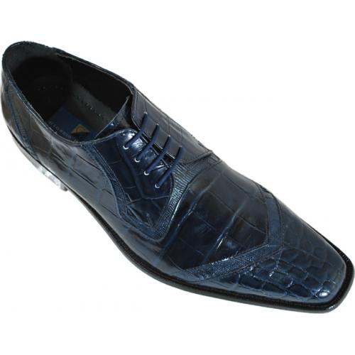 Giorgio Brutini Navy Blue Alligator Print Shoes 210173